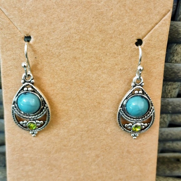 3/$25 Sterling Silver Turquoise Aquamarine Earrings Drop Turquoise Dangle NEW - Picture 1 of 4